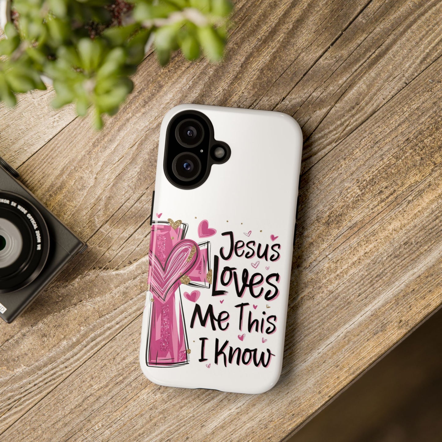 Jesus Loves Phone Case, Cute Cell Phone Cover, Christian Gift, Faith-Based Accessory, Birthday Present, Inspirational Decor