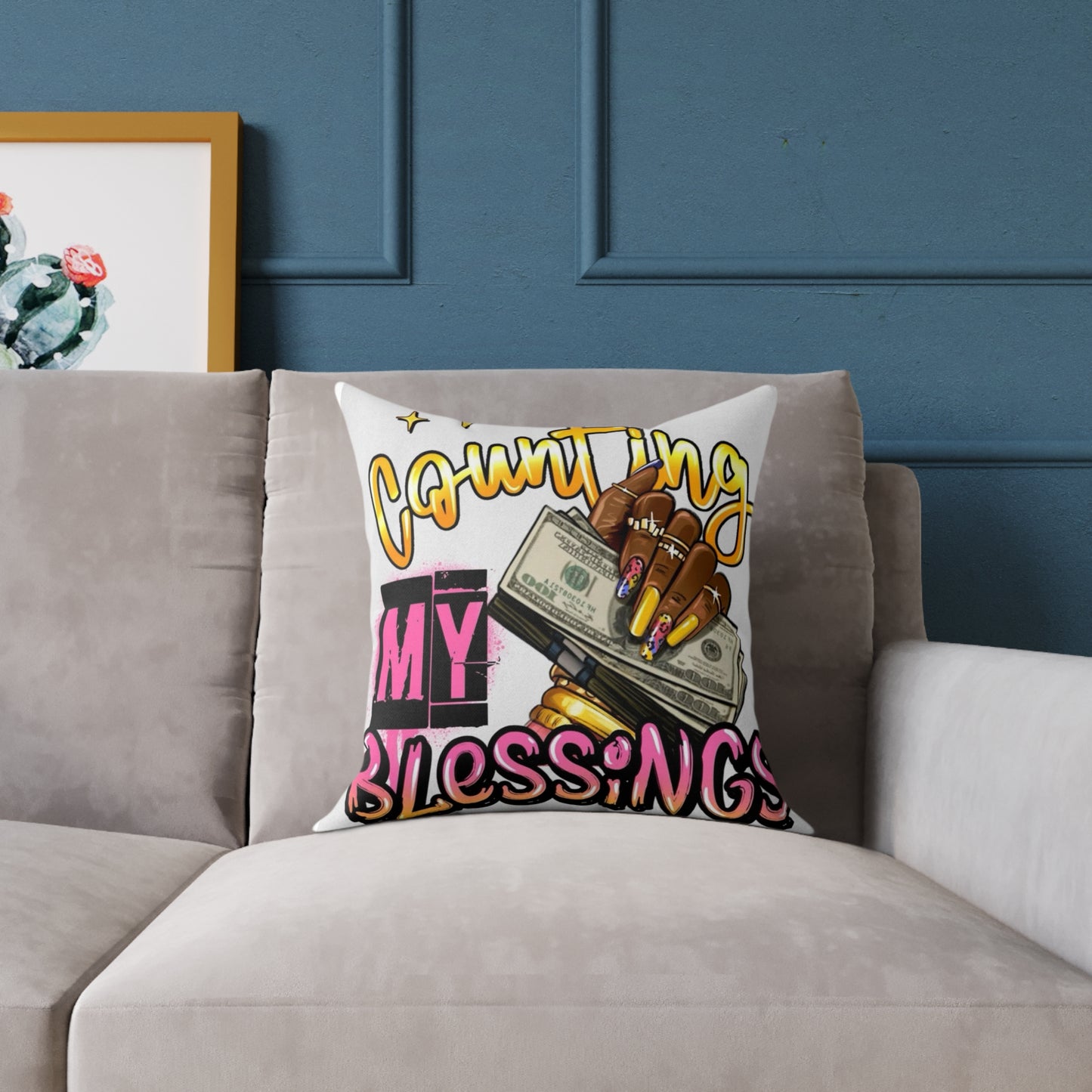 Counting My Blessings Decorative Pillow - Inspirational Home Decor for Positive Vibes