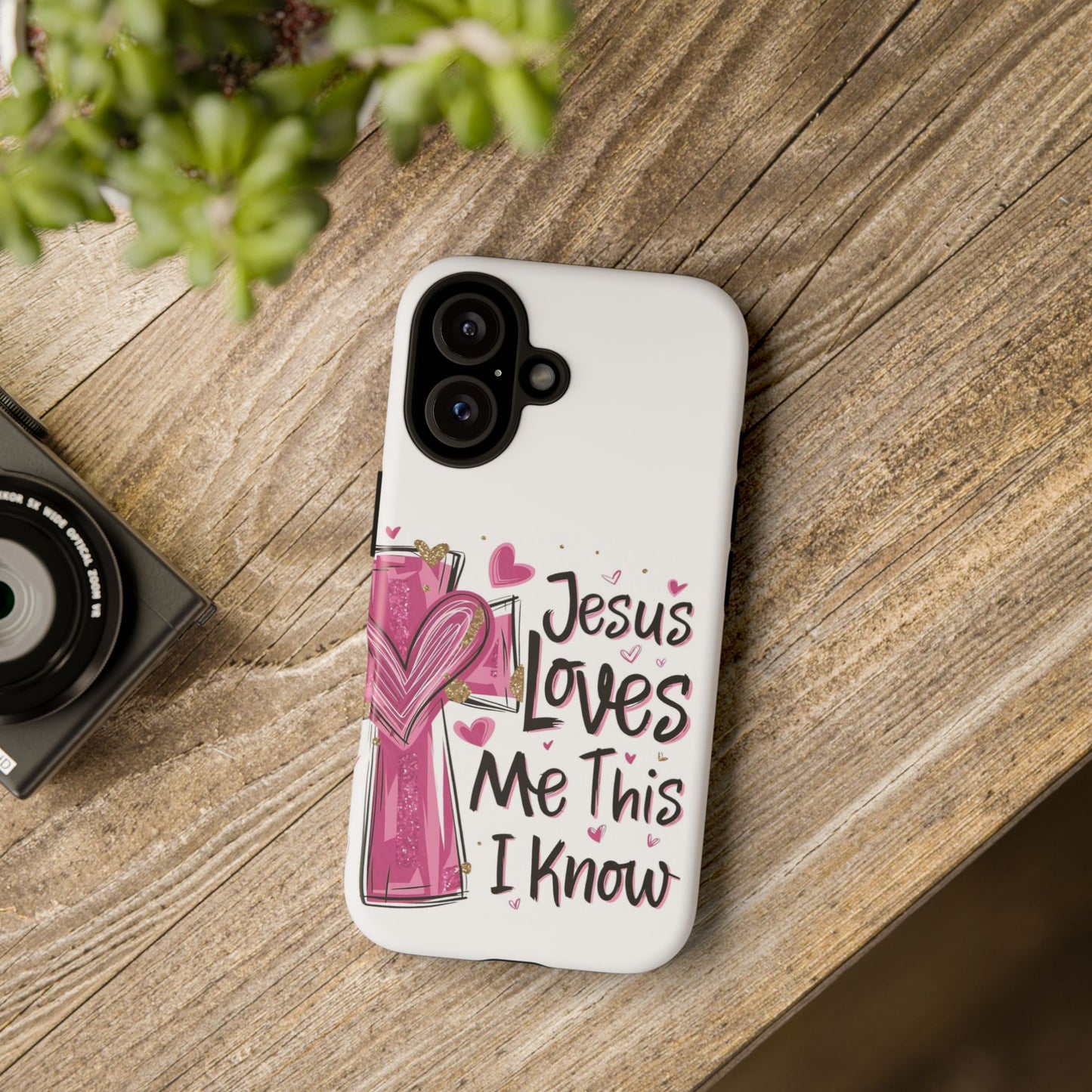 Jesus Loves Phone Case, Cute Cell Phone Cover, Christian Gift, Faith-Based Accessory, Birthday Present, Inspirational Decor