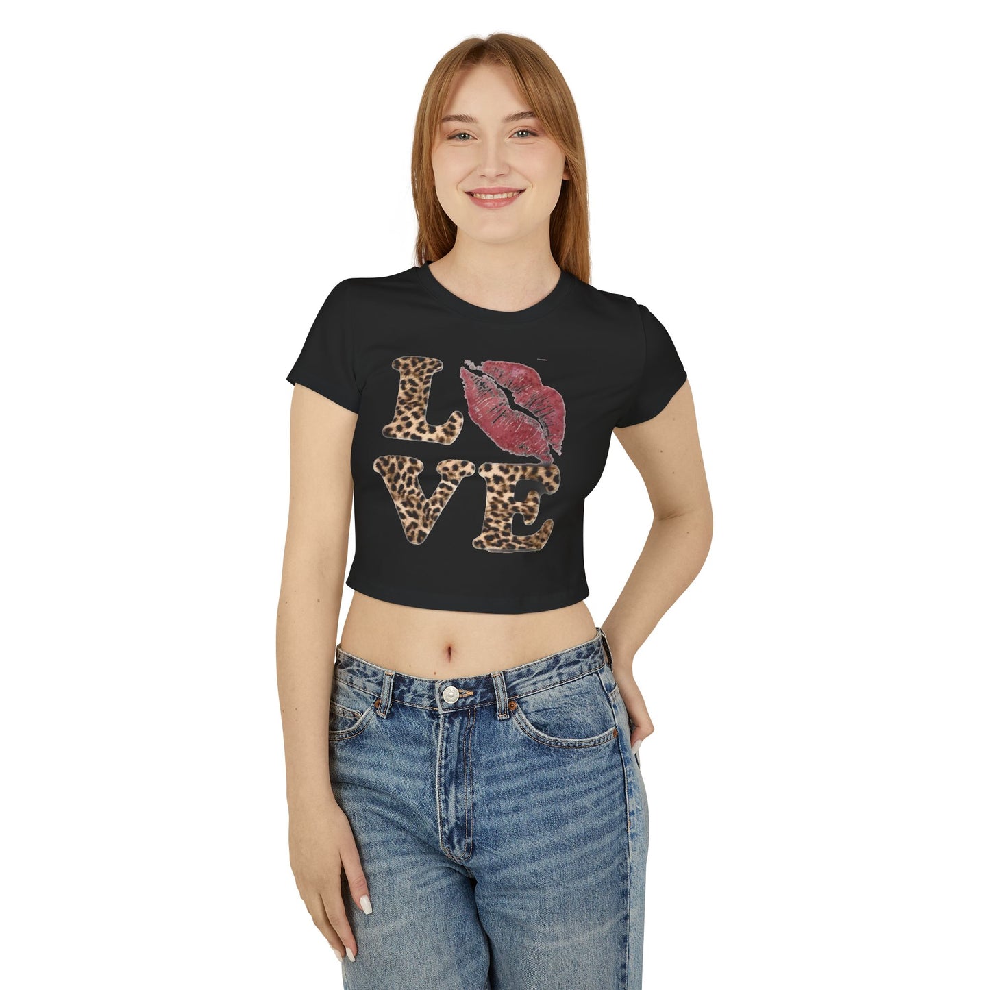 Cute Leopard Print Love Baby Tee for Women