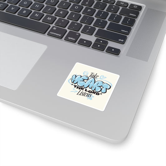 Take Heart Inspirational Square Stickers - Motivational Laptop Decals