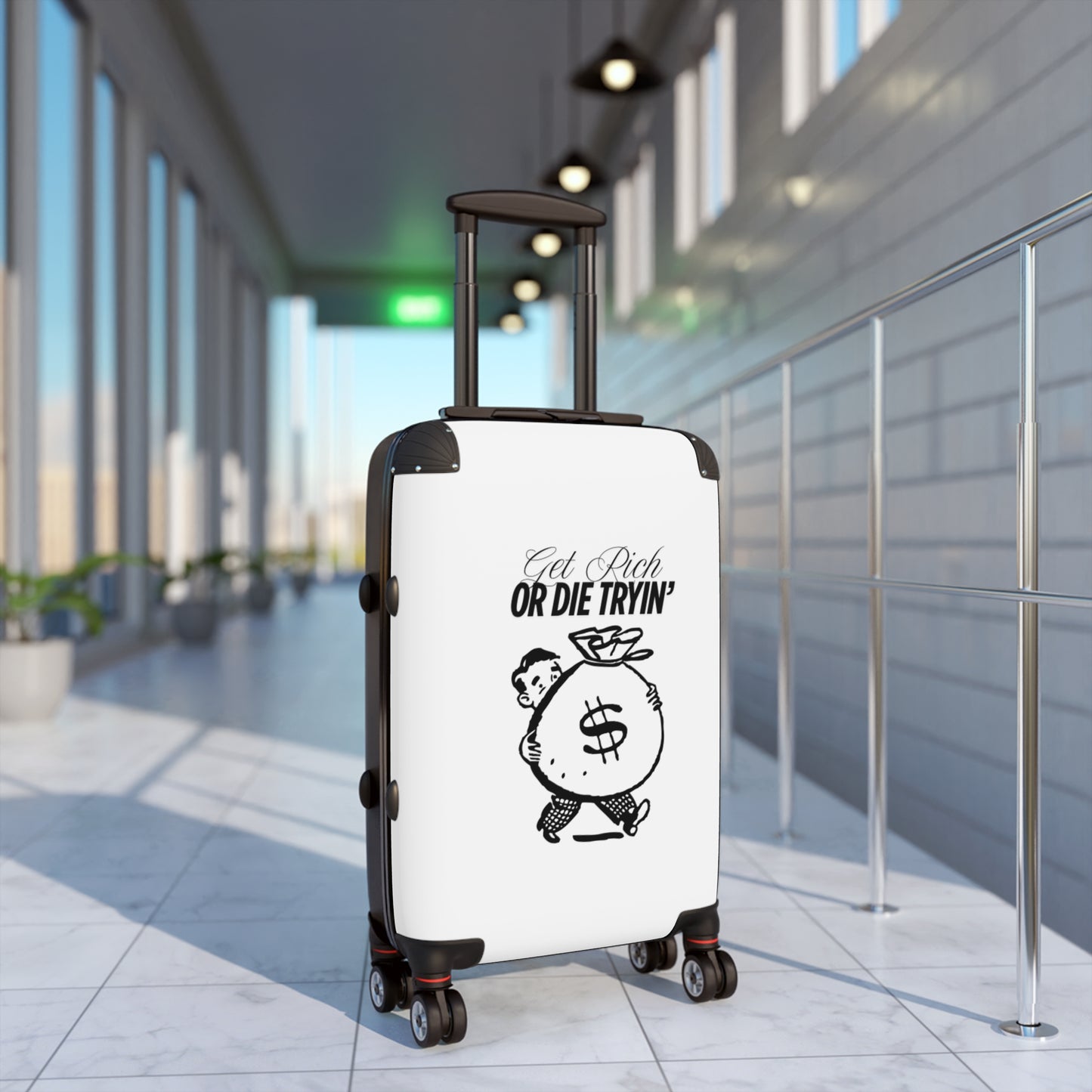 Motivational Carry-On Suitcase: 'Get Rich or Die Tryin''