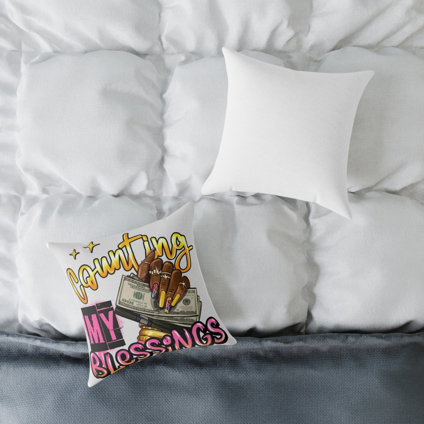Counting My Blessings Decorative Pillow - Inspirational Home Decor for Positive Vibes