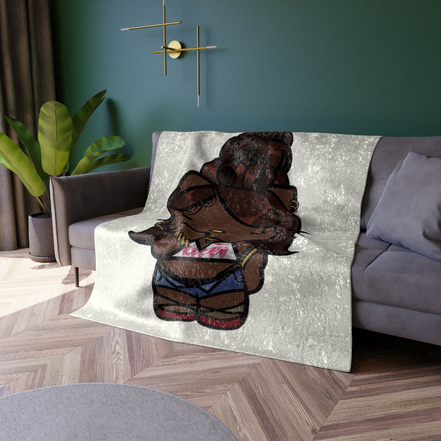 Cozy Crushed Velvet Blanket with Adorable Character Design